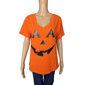 Spirit Halloween Orange Pumpkin Face T-Shirt L